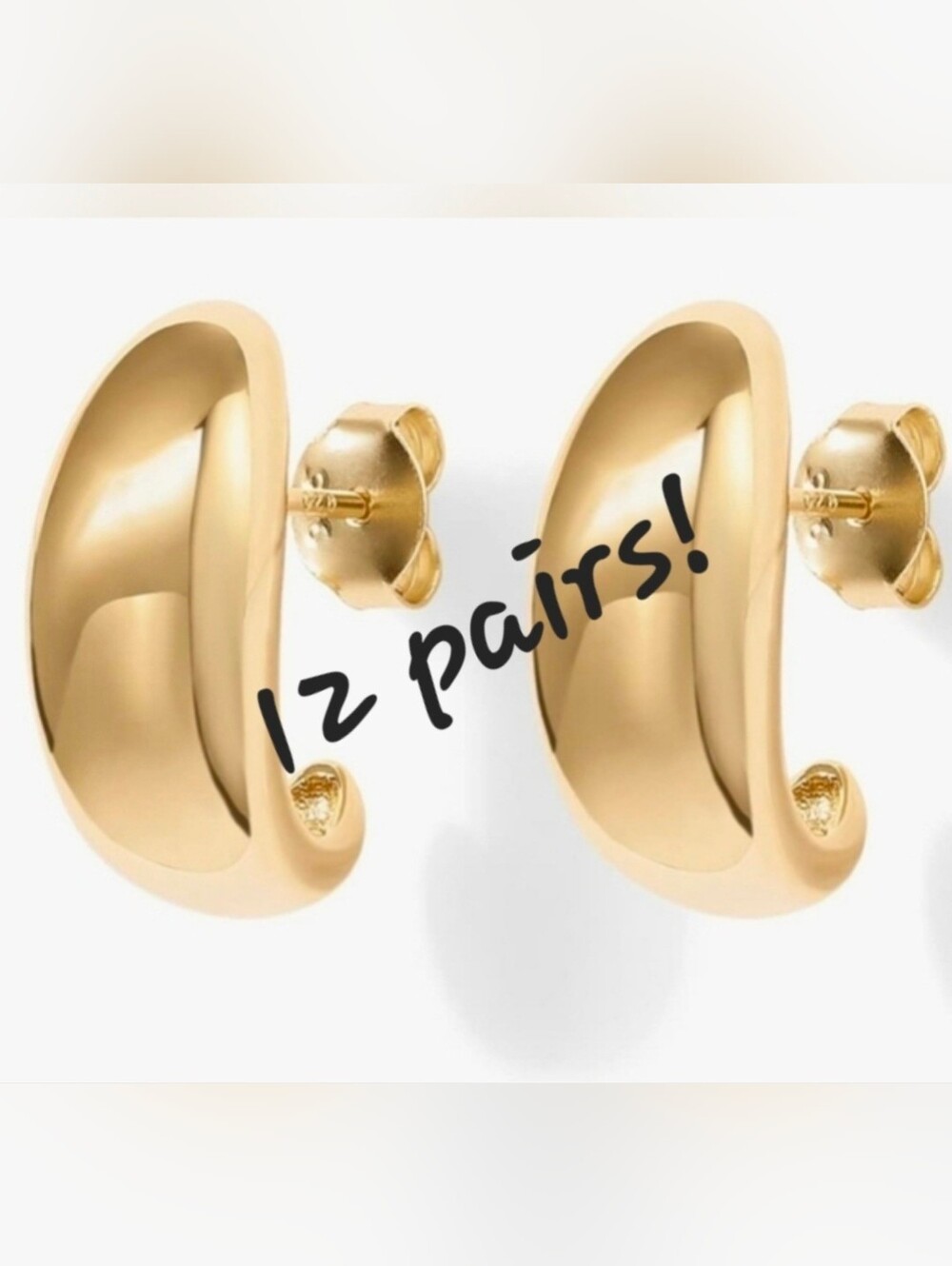 12 pairs PAVOI 14K Yellow Gold GP Sterling Silver 925 Post Huggie Earrings